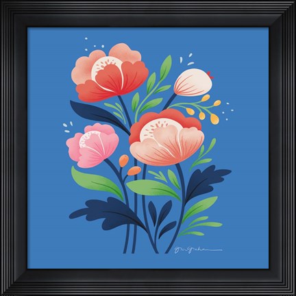 Framed Flower Field II Bright Sq Print