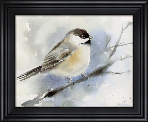 Framed Winter Chickadee Print