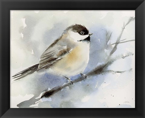 Framed Winter Chickadee Print