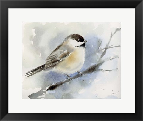 Framed Winter Chickadee Print