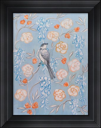 Framed Heirloom Chinoiserie Bird I Print
