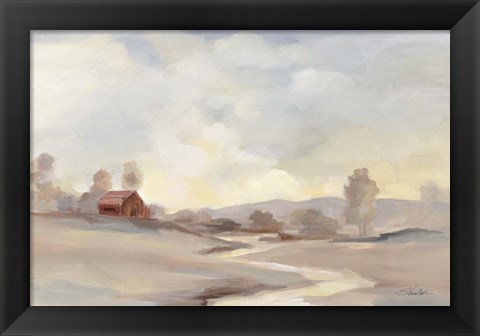 Framed Monochromatic Farm View Print