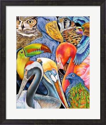 Framed Collage Birds Print