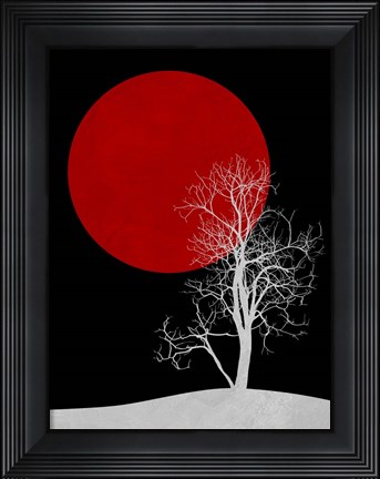 Framed White Night Tree Print