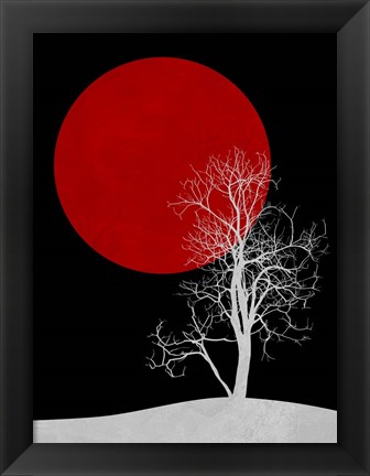 Framed White Night Tree Print