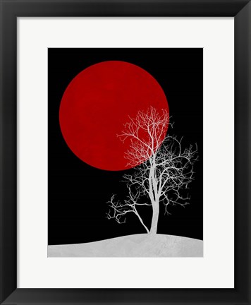 Framed White Night Tree Print