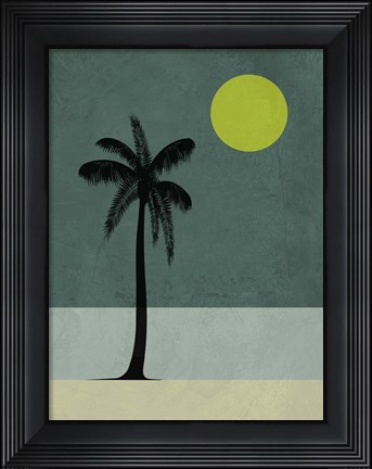 Framed Palm Tree and Yellow Moon Print