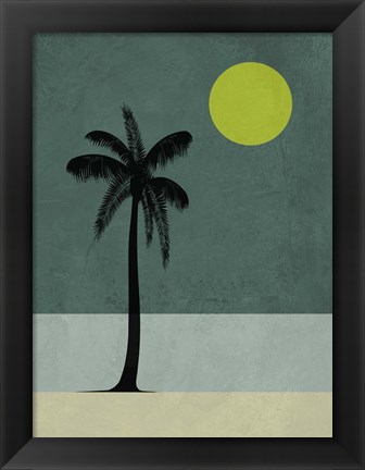 Framed Palm Tree and Yellow Moon Print