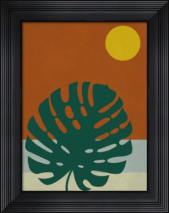Framed Tropical Leaf and Blue Moon Print