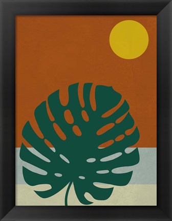 Framed Tropical Leaf and Blue Moon Print