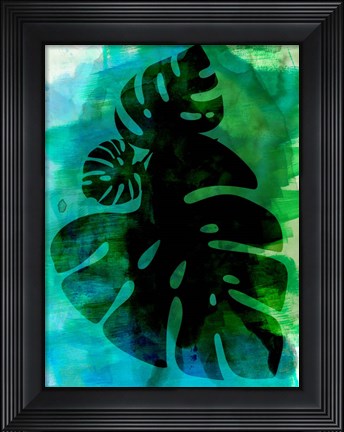 Framed Tropical Monstera Leaves Watercolor Print