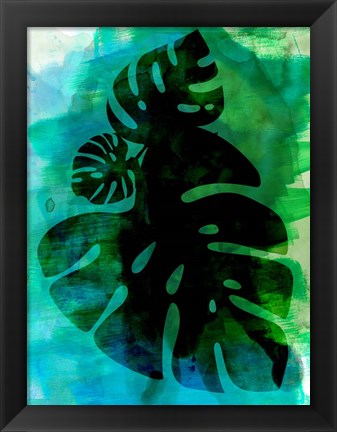 Framed Tropical Monstera Leaves Watercolor Print