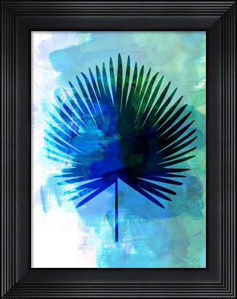 Framed Tropical Chamaerops Leaf Watercolor Print