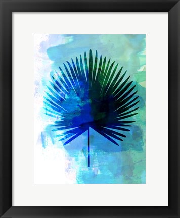 Framed Tropical Chamaerops Leaf Watercolor Print