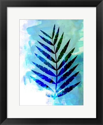 Framed Blue Leaf Watercolor Print