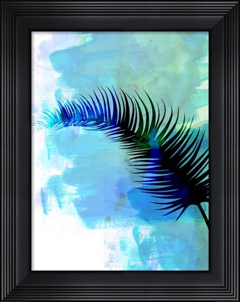 Framed Blue Leaf Watercolor I Print