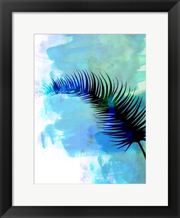 Framed Blue Leaf Watercolor I Print