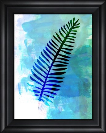 Framed Blue Leaf Watercolor II Print
