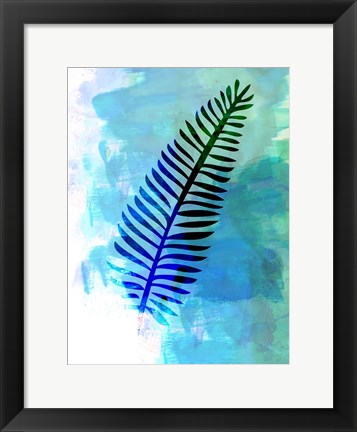 Framed Blue Leaf Watercolor II Print