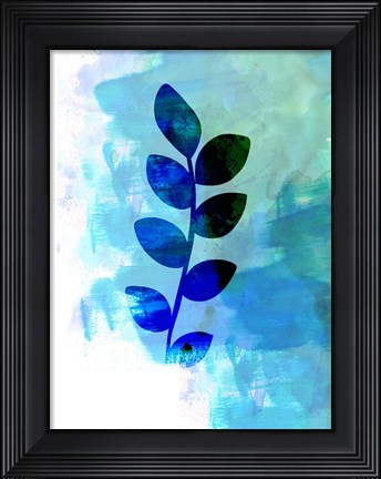 Framed Tropical Blue Leaf Watercolor Print