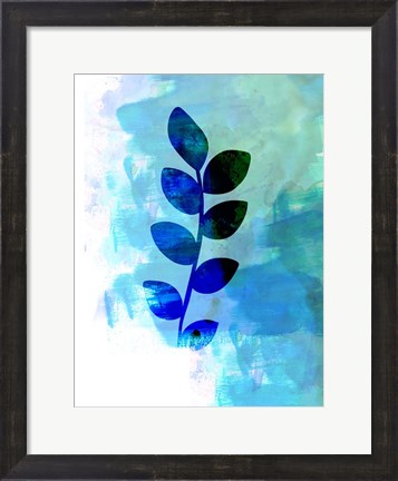 Framed Tropical Blue Leaf Watercolor Print