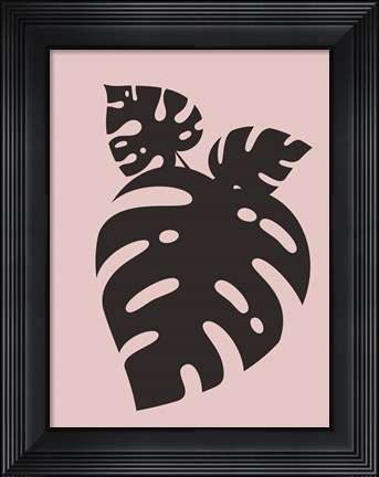 Framed Blush Pink Monstera Leaves Print