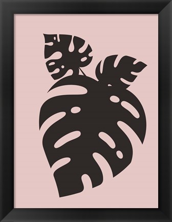 Framed Blush Pink Monstera Leaves Print