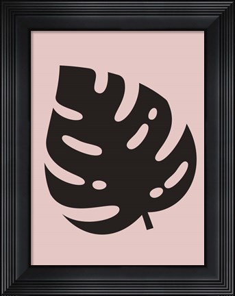 Framed Tropical Blush Pink Monstera Leaf Print