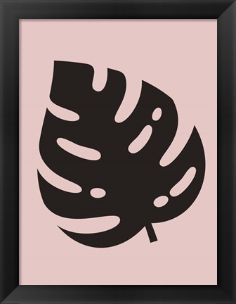 Framed Tropical Blush Pink Monstera Leaf Print