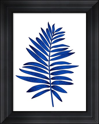 Framed Blue Leaf Branch Print