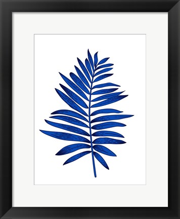 Framed Blue Leaf Branch Print