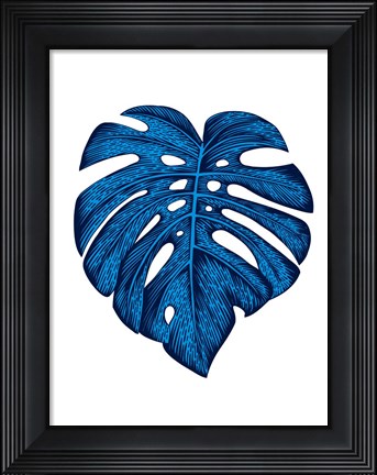 Framed Blue Tropical Leaf Print
