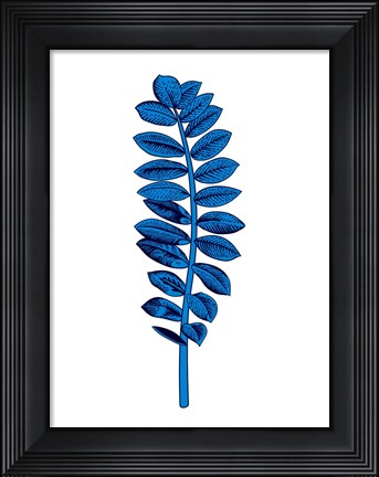 Framed Floating Blue Leaf Branch Print