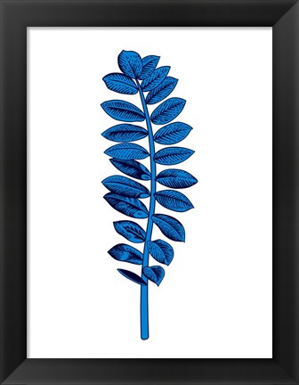 Framed Floating Blue Leaf Branch Print