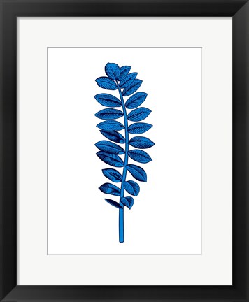 Framed Floating Blue Leaf Branch Print