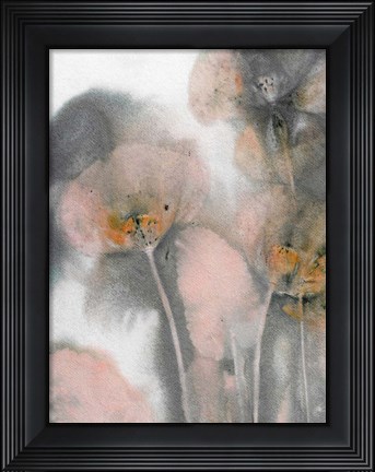 Framed Poppy Salmon Grey Print