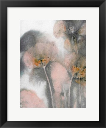 Framed Poppy Salmon Grey Print