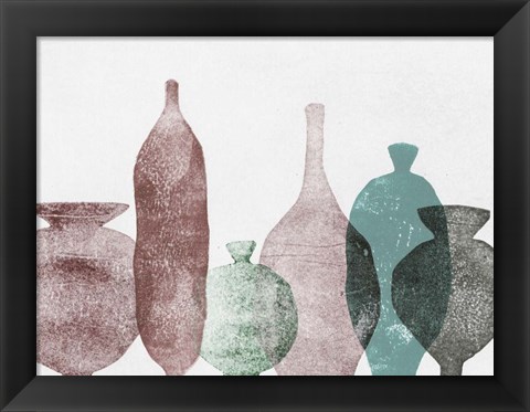 Framed Vases 1 Teal Print