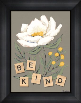 Framed Happy Flower Be Kind Print