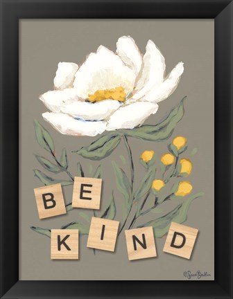 Framed Happy Flower Be Kind Print