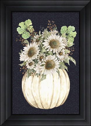 Framed Sunflowers on Navy Print