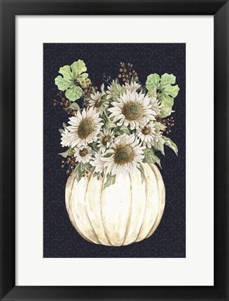 Framed Sunflowers on Navy Print