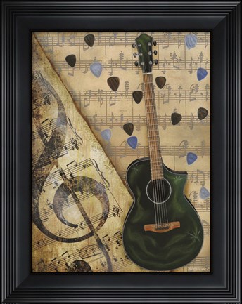 Framed Guitar I Print