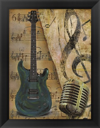 Framed Guitar II Print