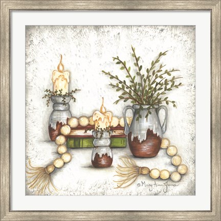 Framed Rusted Stoneware and Beads Print