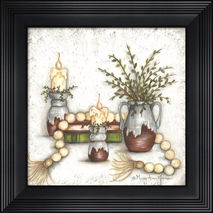 Framed Rusted Stoneware and Beads Print