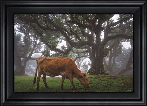 Framed Cow in the Fog Print