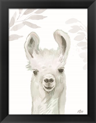 Framed Leafy Llama Print