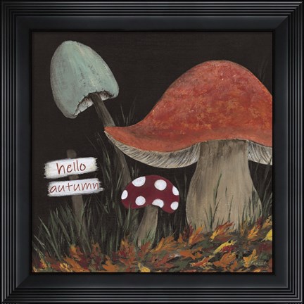 Framed Hello Autumn Mushrooms Print