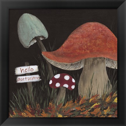 Framed Hello Autumn Mushrooms Print